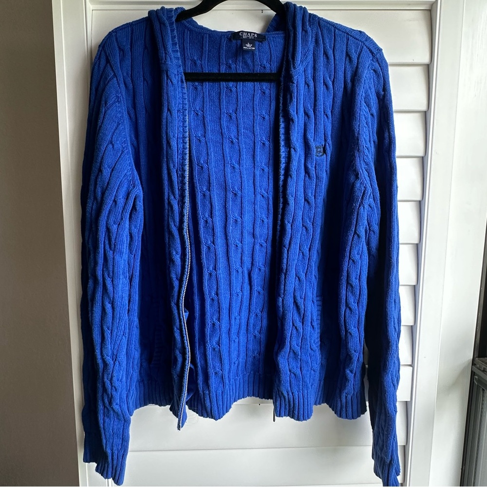 Chaps Blue Cable Knit Sweater
